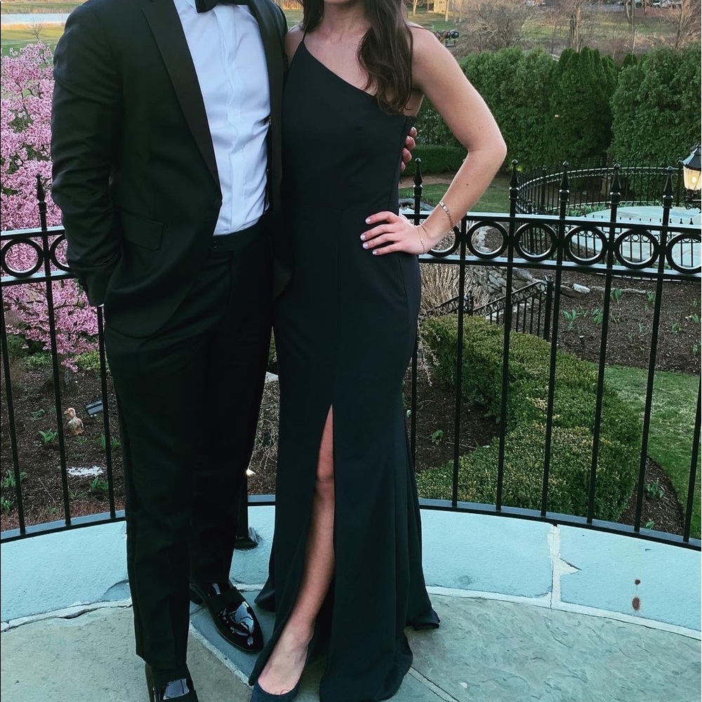 One shoulder navy AMSALE dress size 4